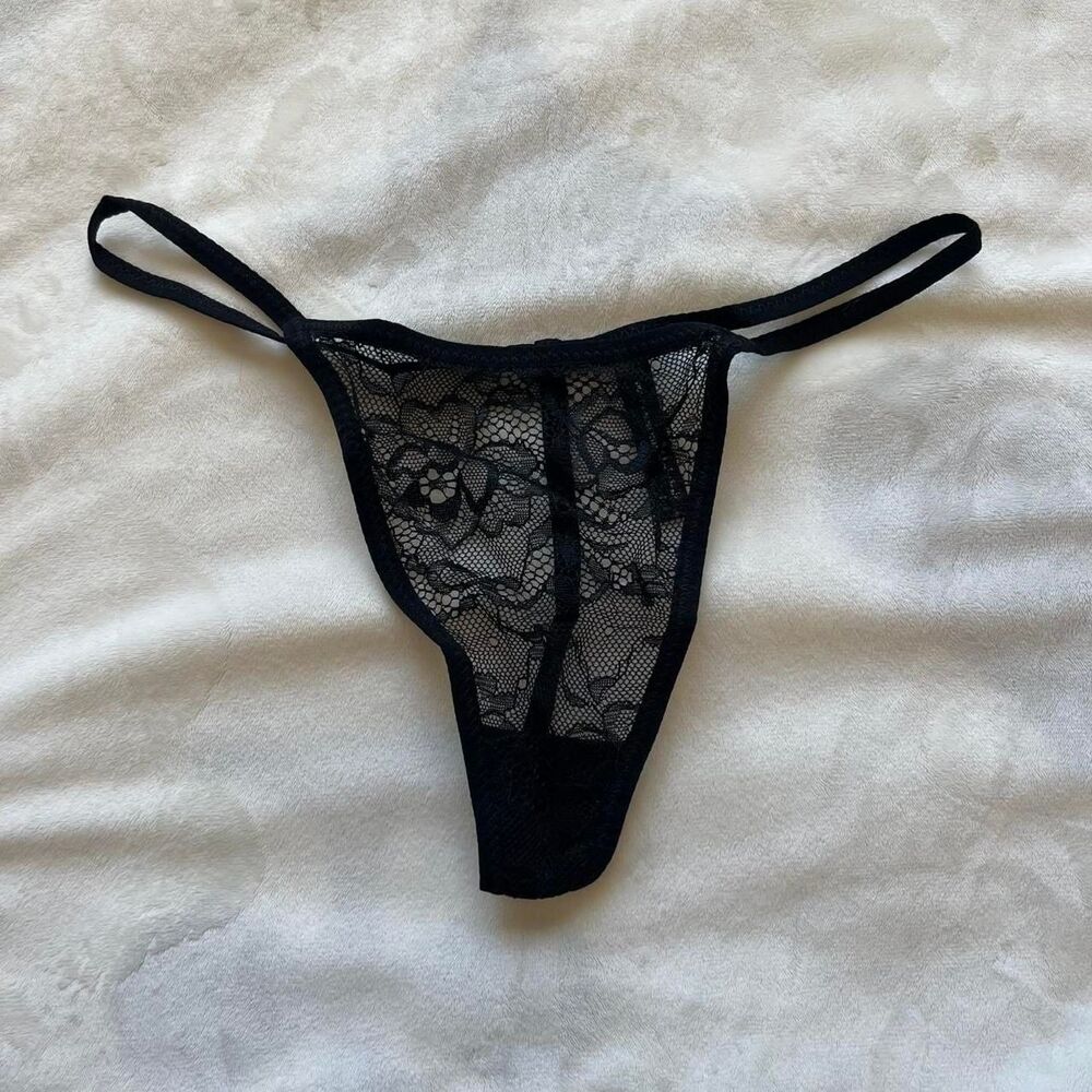 black lace sheer g string thong lingerie sexy NEW without tags size small